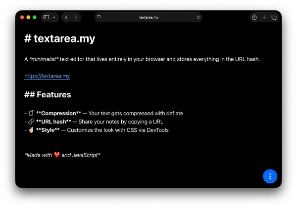 Editor Minimalista que Vive en el Navegador y Guarda Todo en la URL