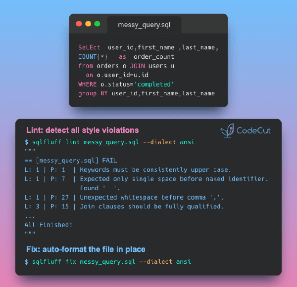 SQLFluff: Arreglá tu SQL Desordenado con un Solo Comando